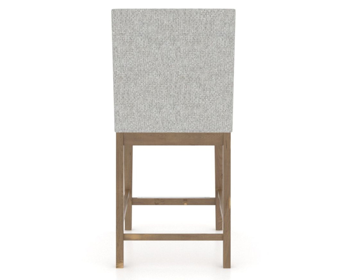 Canadel Champlain Upholstered Counter Stool 8002 in 7C Fabric and 25 Pecan Washed, back view