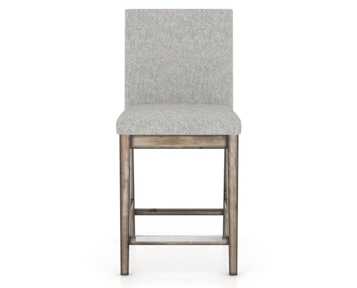 Canadel Champlain Upholstered Counter Stool 8002 in 7C Fabric and 72 Heritage Nature, front view