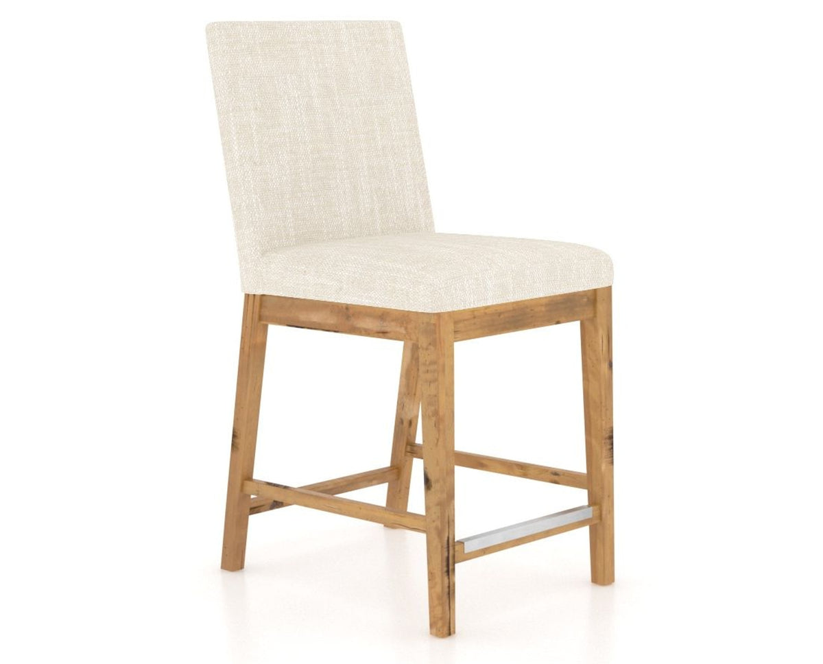 Canadel Champlain Upholstered Counter Stool 8002 in FT InsideOut® and 01 Honey Washed, three-quarter view