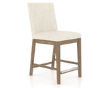 Canadel Champlain Upholstered Counter Stool 8002 in FT InsideOut® and 25 Pecan Washed, three-quarter view