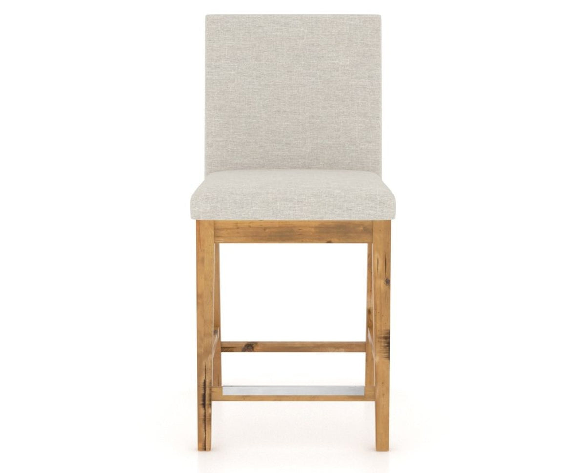 Canadel Champlain Upholstered Counter Stool 8002 in TB Fabric and 01 Honey Washed, front view