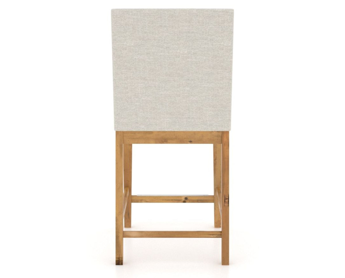 Canadel Champlain Upholstered Counter Stool 8002 in TB Fabric and 01 Honey Washed, back view