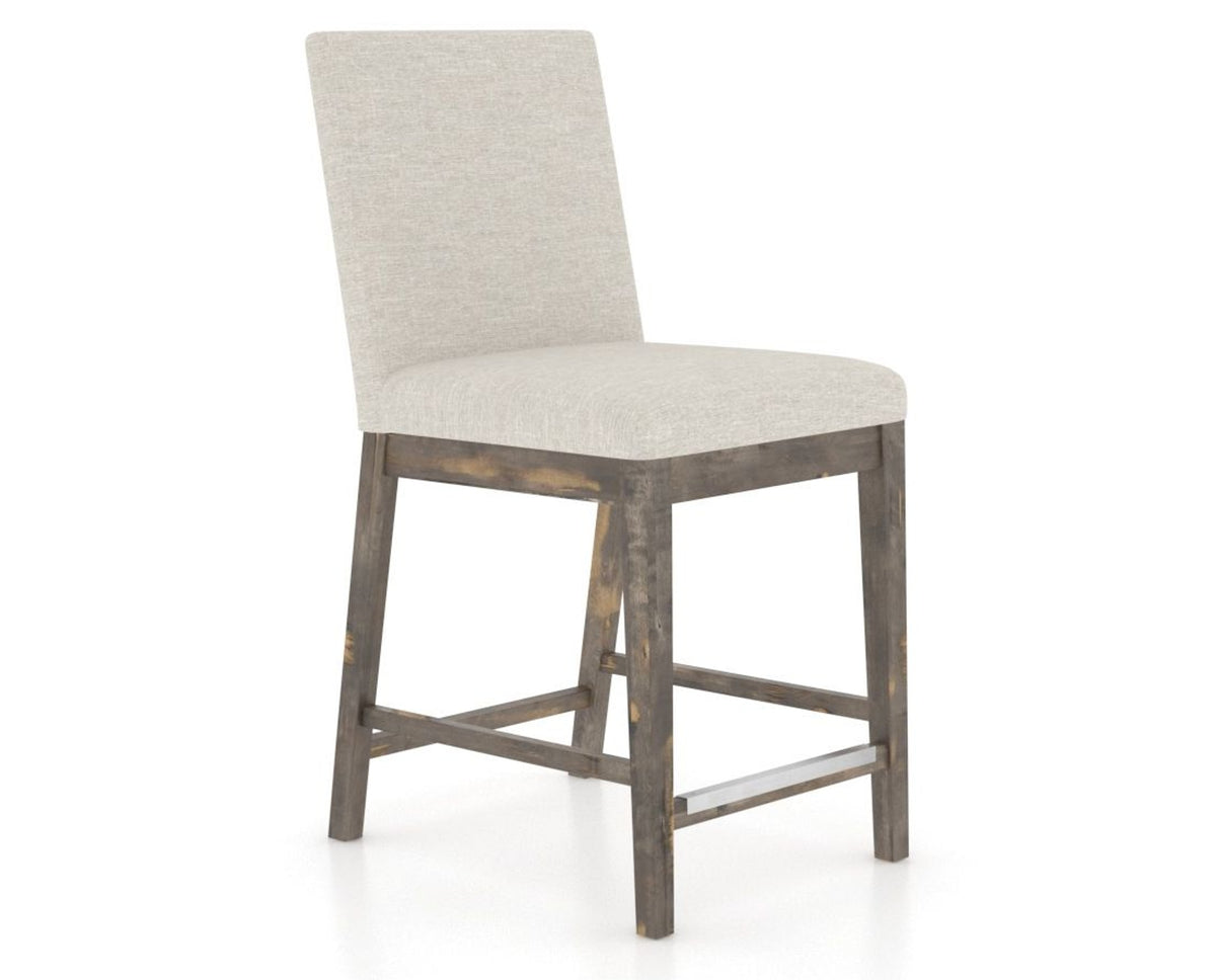 Canadel Champlain Upholstered Counter Stool 8002 in TB Fabric and 08 Shadow, three-quarter view