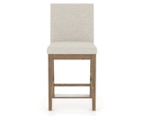 Canadel Champlain Upholstered Counter Stool 8002 in TB Fabric and 25 Pecan Washed, front view