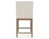 Canadel Champlain Upholstered Counter Stool 8002 in TB Fabric and 25 Pecan Washed, back view