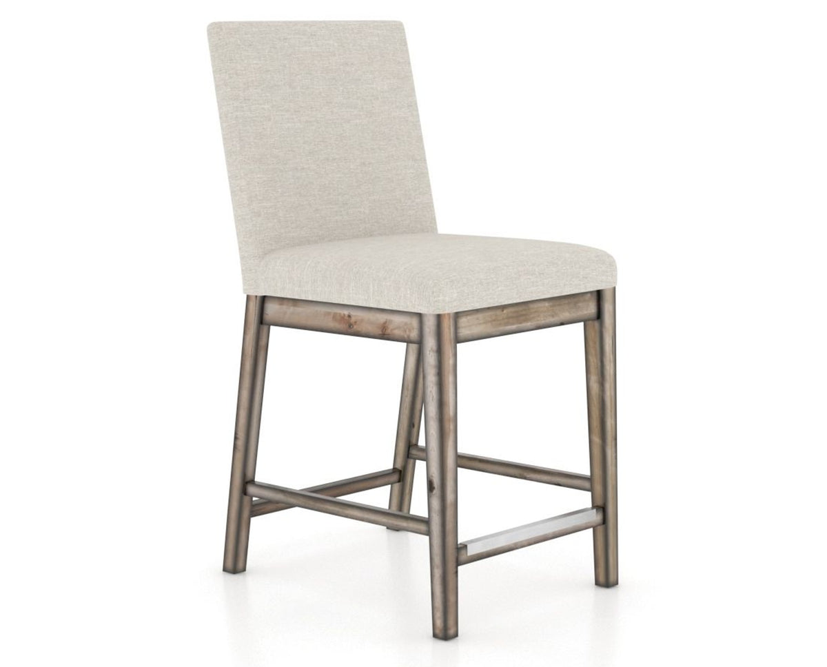 Canadel Champlain Upholstered Counter Stool 8002 in TB Fabric and 72 Heritage Nature, three-quarter view