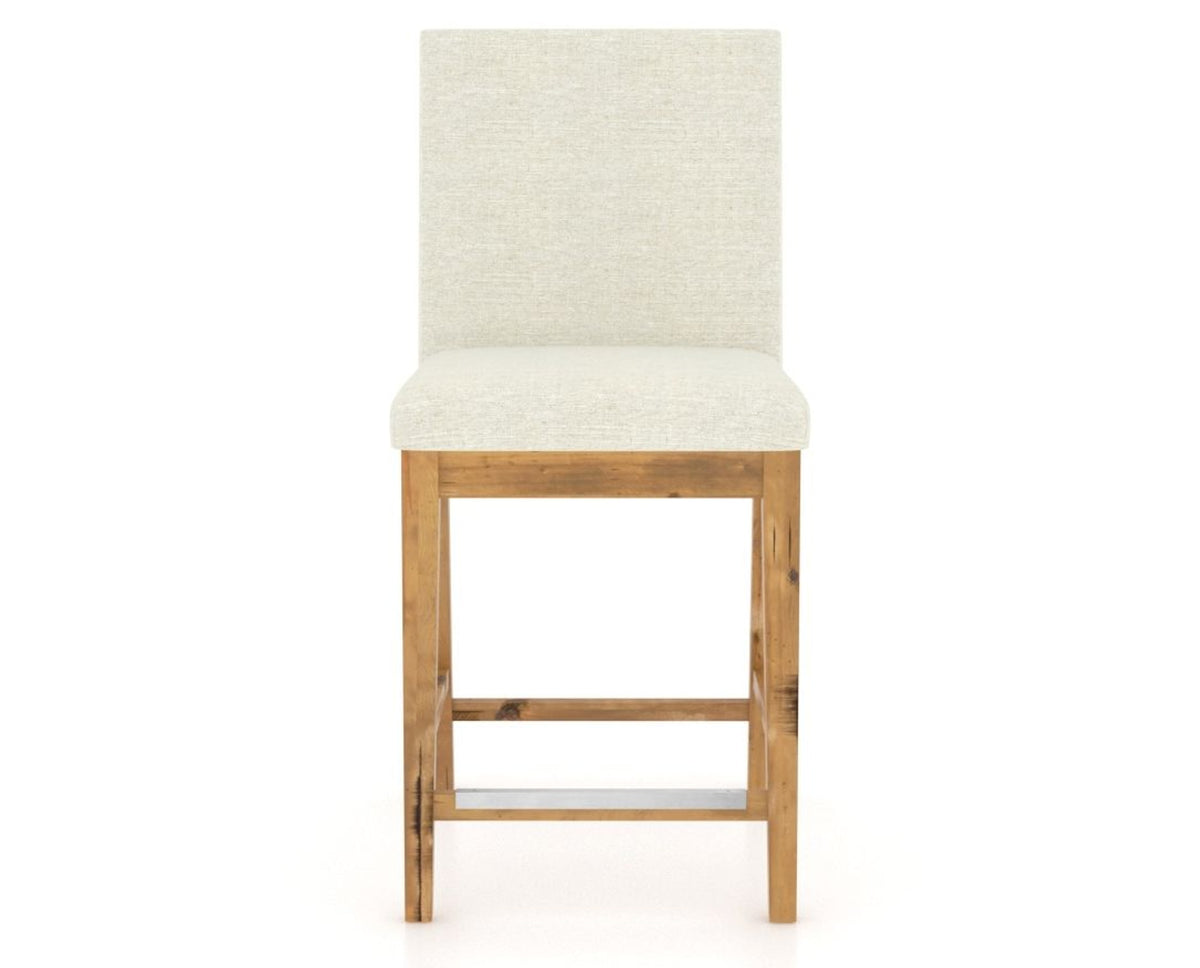 Canadel Champlain Upholstered Counter Stool 8002 in TW Fabric and 01 Honey Washed, front view