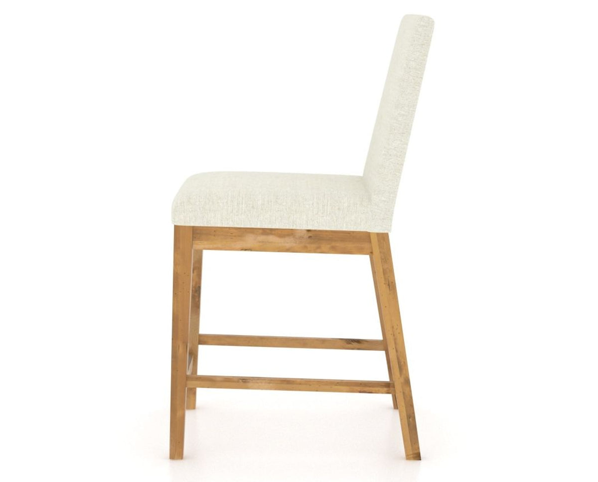 Canadel Champlain Upholstered Counter Stool 8002 in TW Fabric and 01 Honey Washed, side view