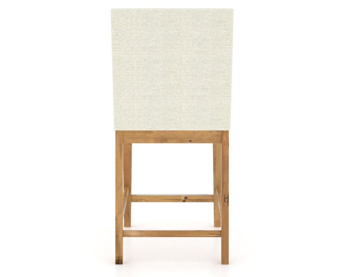 Canadel Champlain Upholstered Counter Stool 8002 in TW Fabric and 01 Honey Washed, back view