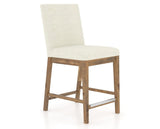 Canadel Champlain Upholstered Counter Stool 8002 in Oak Washed & Fabric TW, three-quarter view