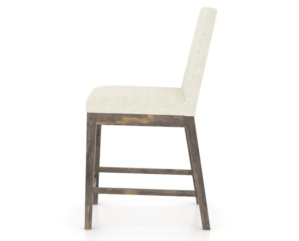 Canadel Champlain Upholstered Counter Stool 8002 in TW Fabric and 08 Shadow, side view