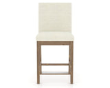 Canadel Champlain Upholstered Counter Stool 8002 in TW Fabric and 25 Pecan Washed, front view