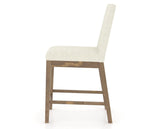 Canadel Champlain Upholstered Counter Stool 8002 in TW Fabric and 25 Pecan Washed, side view