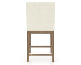 Canadel Champlain Upholstered Counter Stool 8002 in TW Fabric and 25 Pecan Washed, back view