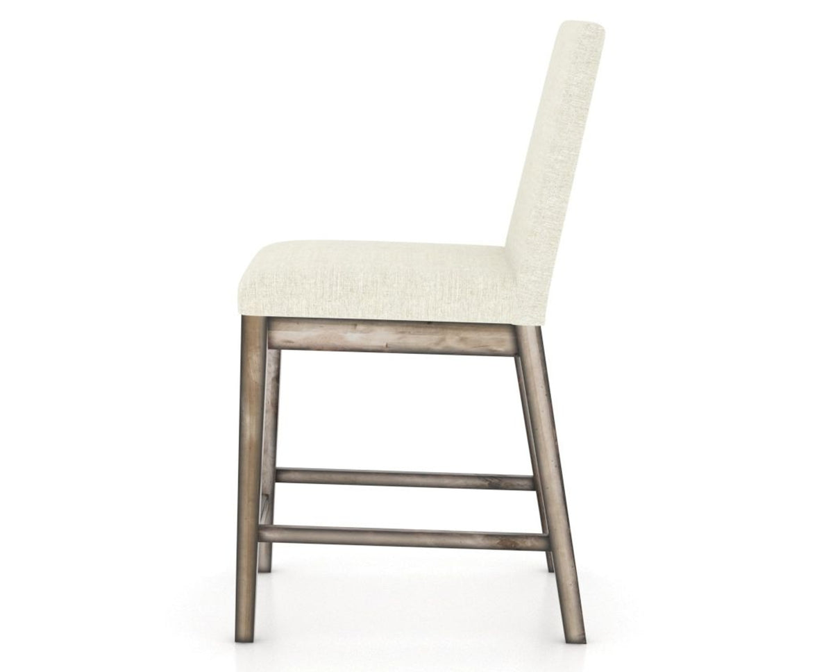 Canadel Champlain Upholstered Counter Stool 8002 in TW Fabric and 72 Heritage Nature, side view