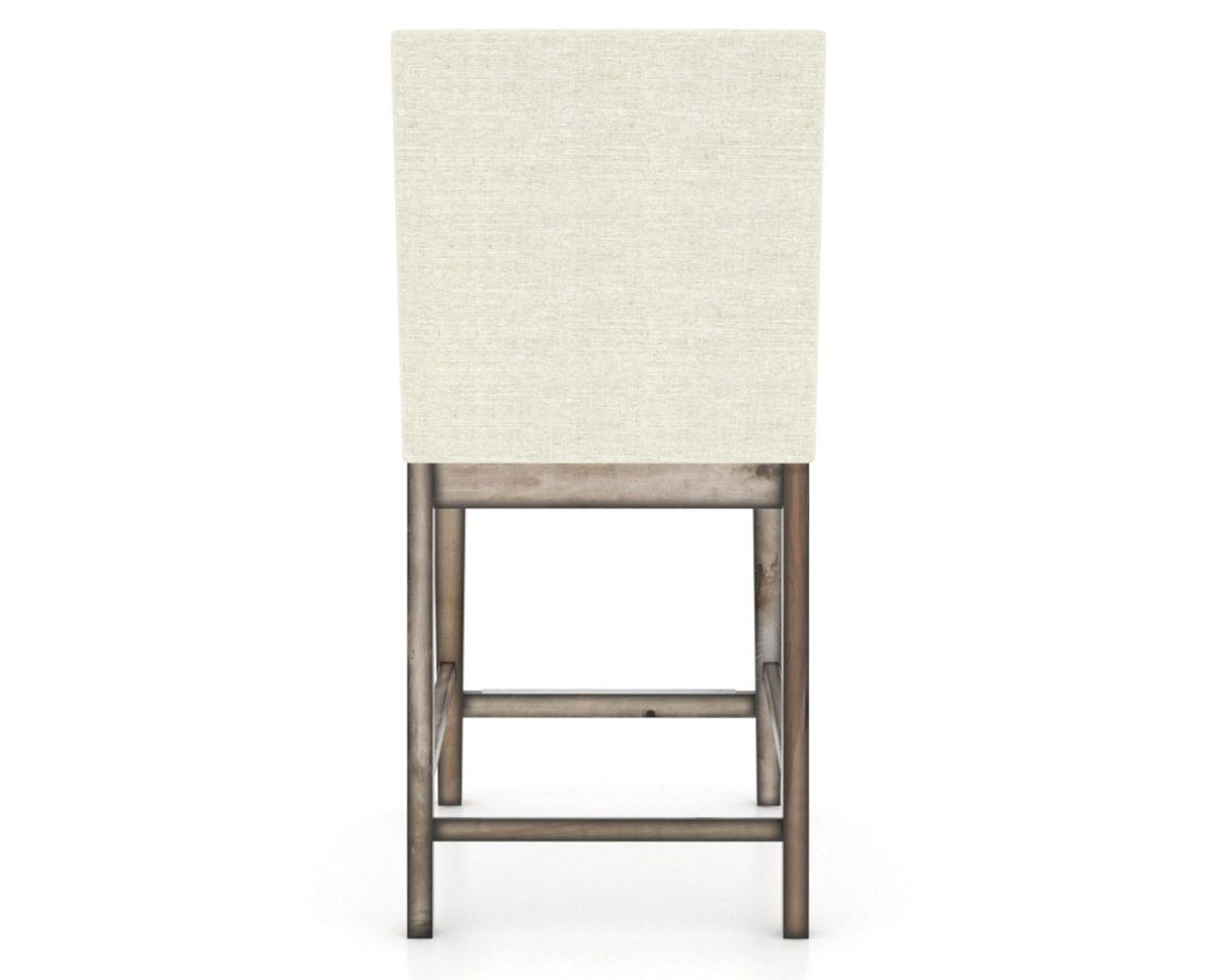 Canadel Champlain Upholstered Counter Stool 8002 in TW Fabric and 72 Heritage Nature, back view