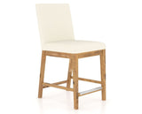 Canadel Champlain Upholstered Counter Stool 8002 in YJ Faux Leather and 01 Honey Washed, three-quarter view