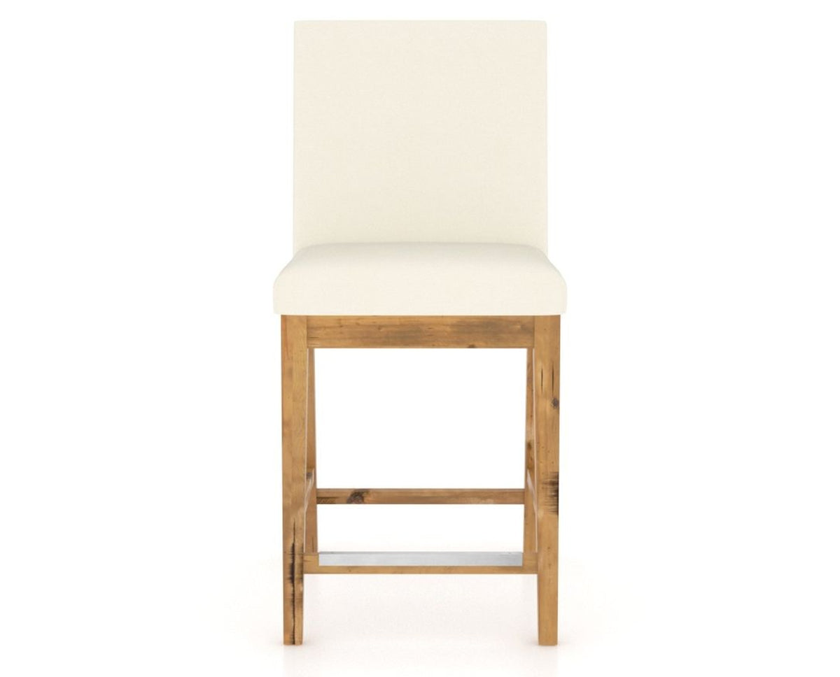 Canadel Champlain Upholstered Counter Stool 8002 in YJ Faux Leather and 01 Honey Washed, front view