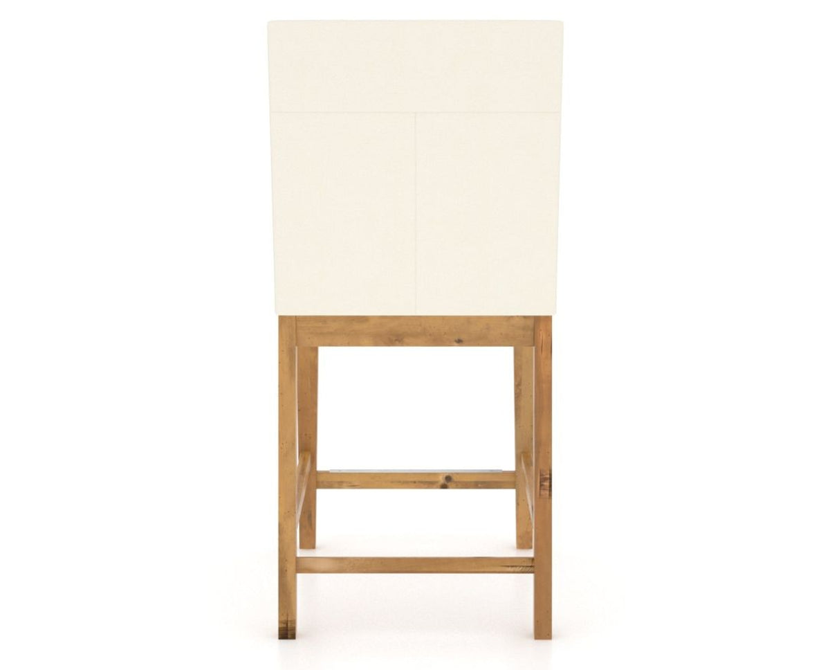 Canadel Champlain Upholstered Counter Stool 8002 in YJ Faux Leather and 01 Honey Washed, back view