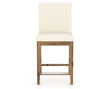 Canadel Champlain Upholstered Counter Stool 8002 in YJ Faux Leather and 03 Oak Washed, front view