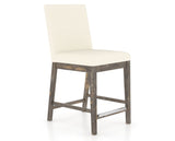 Canadel Champlain Upholstered Counter Stool 8002 in YJ Faux Leather and 08 Shadow, three-quarter view