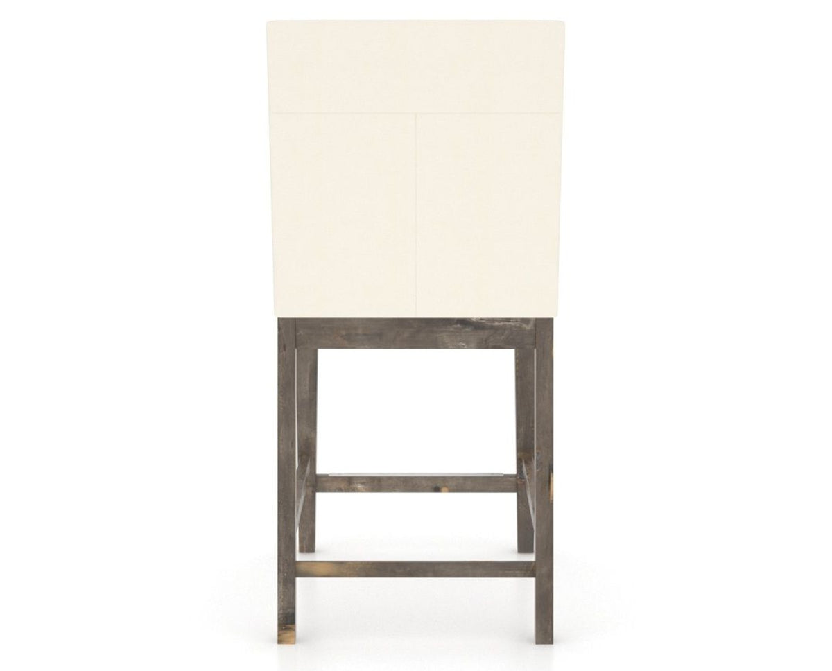 Canadel Champlain Upholstered Counter Stool 8002 in YJ Faux Leather and 08 Shadow, back view