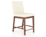 Canadel Champlain Upholstered Counter Stool 8002 in YJ Faux Leather and 33 Spice Washed, three-quarter view