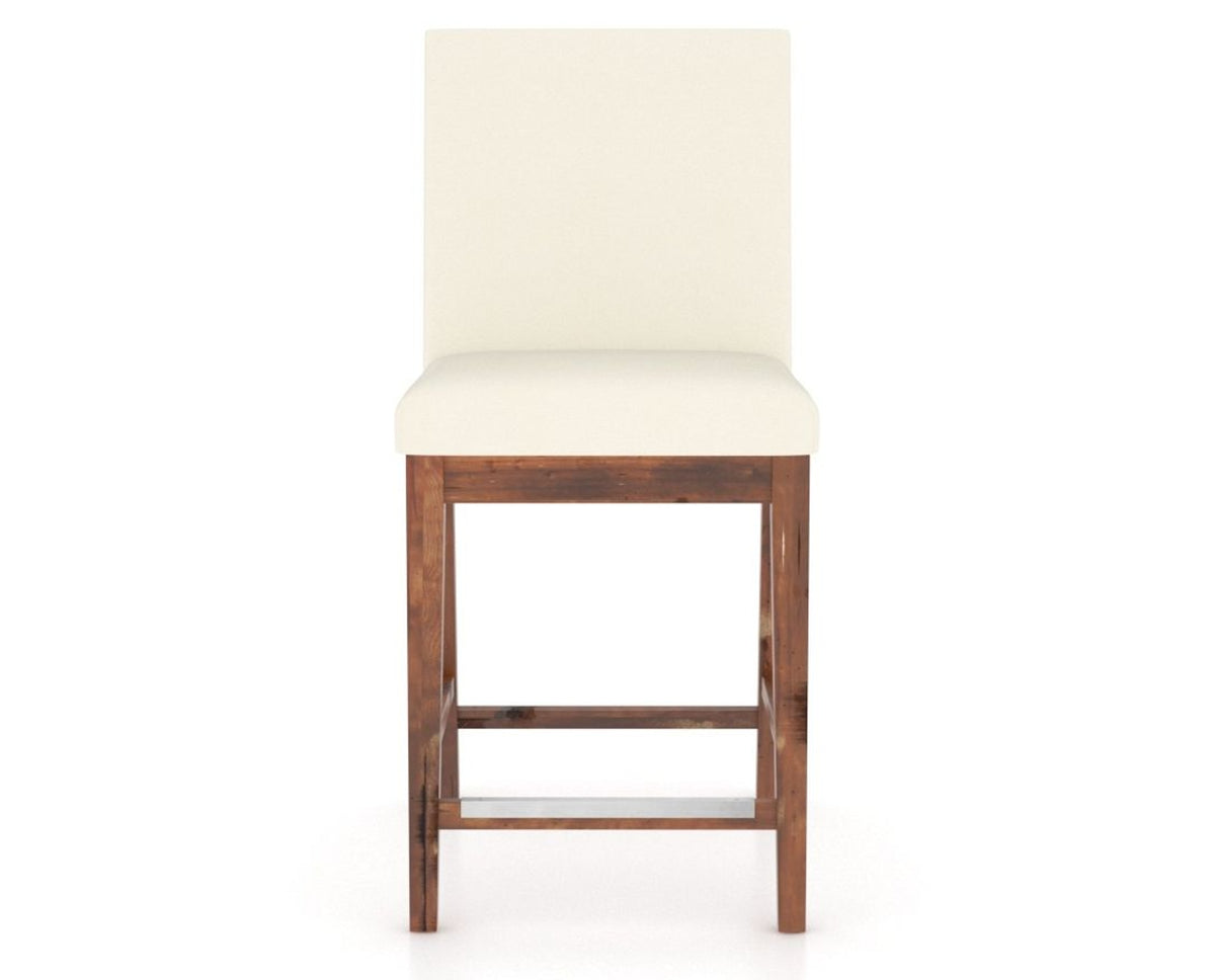 Canadel Champlain Upholstered Counter Stool 8002 in YJ Faux Leather and 33 Spice Washed, front view
