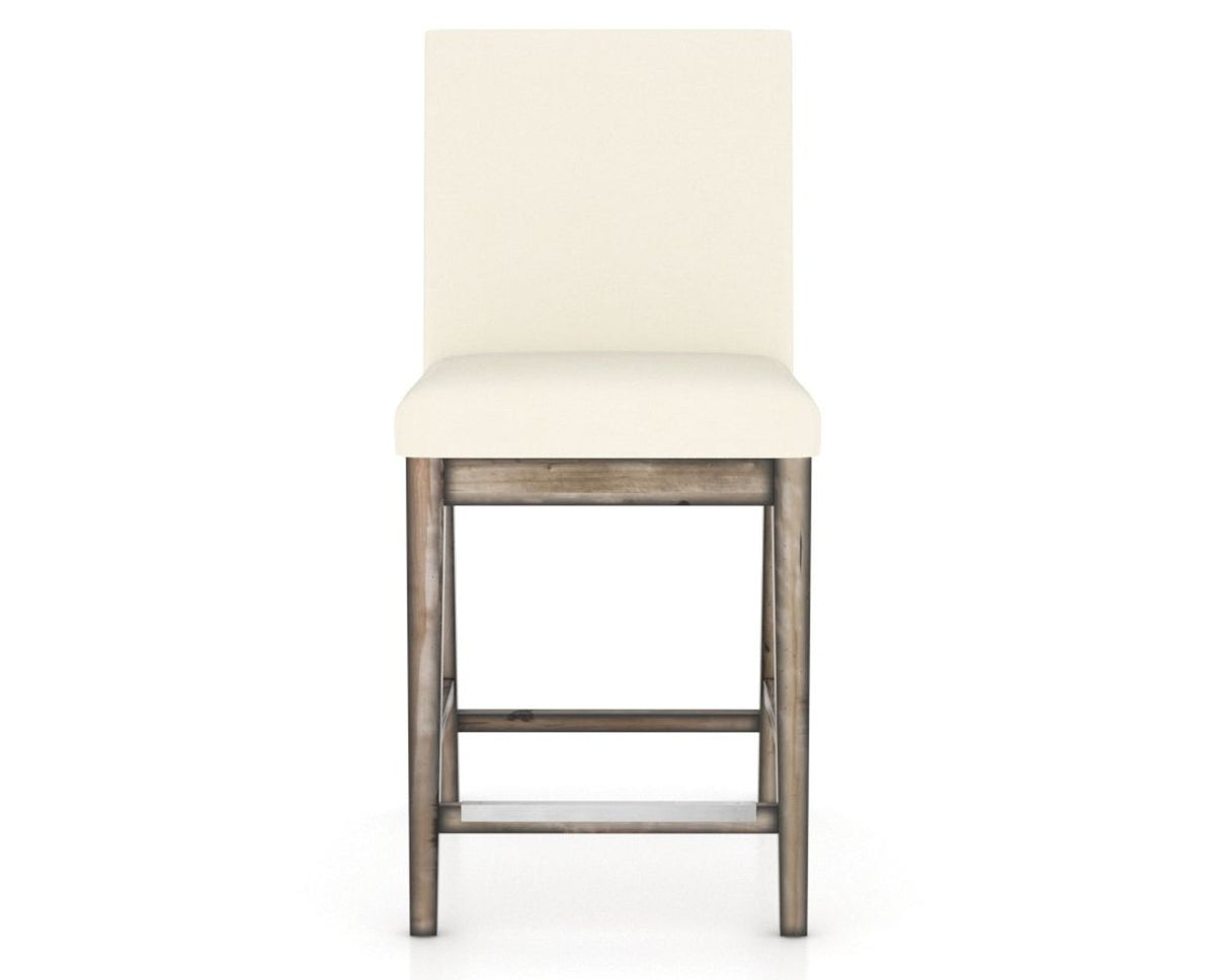 Canadel Champlain Upholstered Counter Stool 8002 in YJ Faux Leather and 72 Heritage Nature, front view