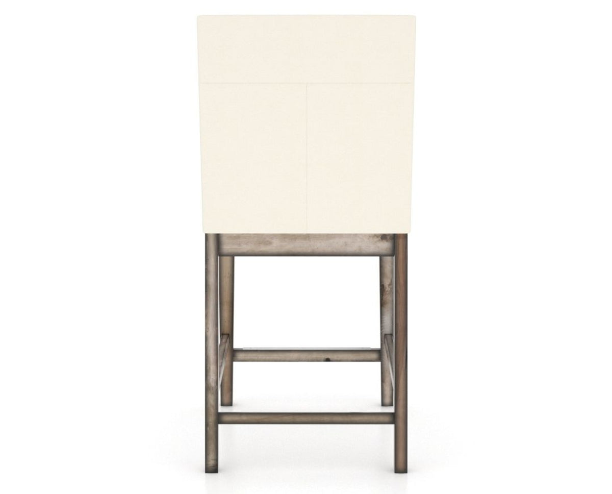 Canadel Champlain Upholstered Counter Stool 8002 in YJ Faux Leather and 72 Heritage Nature, back view