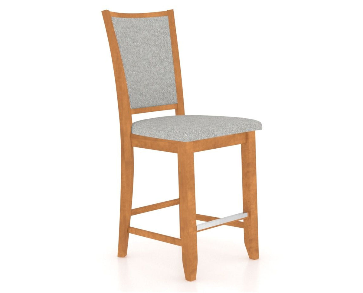 Canadel Upholstered Counter Stool 8003 in 7C Fabric and 01 Honey Washed and Fixed Base, three-quarter view