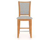 Canadel Upholstered Counter Stool 8003 in 7C Fabric and 01 Honey Washed and Fixed Base, front view