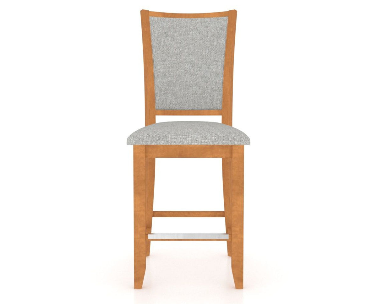 Canadel Upholstered Counter Stool 8003 in 7C Fabric and 01 Honey Washed and Fixed Base, front view