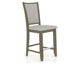Canadel Upholstered Counter Stool 8003 in 7C Fabric and 08 Shadow and Fixed Base, three-quarter view