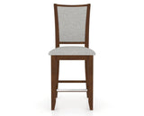 Canadel Upholstered Counter Stool 8003 in 7C Fabric and 19 Cognac Washed and Fixed Base, front view