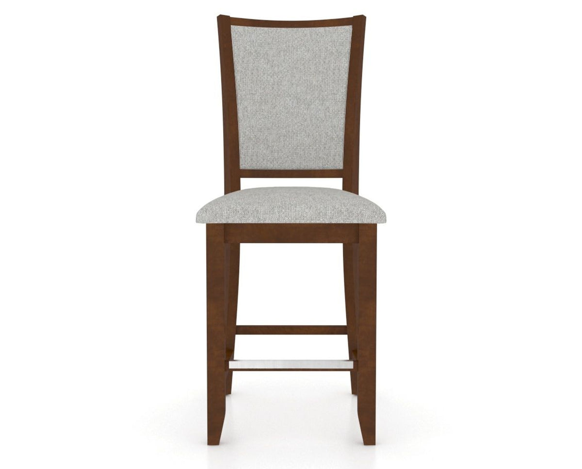 Canadel Upholstered Counter Stool 8003 in 7C Fabric and 19 Cognac Washed and Fixed Base, front view