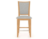 Canadel Upholstered Counter Stool 8003 in 7C Fabric and 20 Caramel Washed and Fixed Base, front view