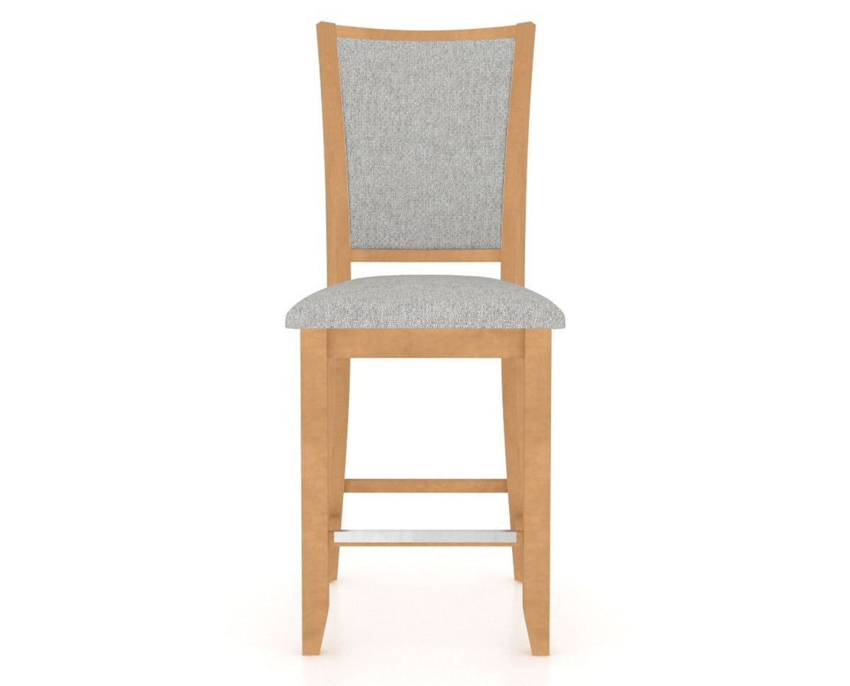 Canadel Upholstered Counter Stool 8003 in 7C Fabric and 20 Caramel Washed and Fixed Base, front view
