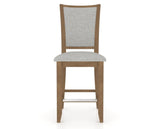 Canadel Upholstered Counter Stool 8003 in 7C Fabric and 25 Pecan Washed and Fixed Base, front view