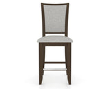 Canadel Upholstered Counter Stool 8003 in 7C Fabric and 29 Hazelnut Washed and Fixed Base, front view