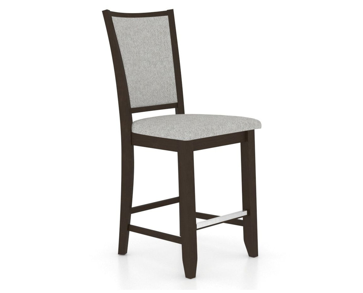 Canadel Upholstered Counter Stool 8003 in 7C Fabric and 59 Davy's Grey and Fixed Base, three-quarter view