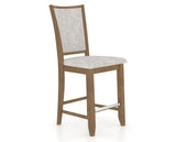 Canadel Upholstered Counter Stool 8003 in FP Crypton® and 25 Pecan Washed and Fixed Base, three-quarter view