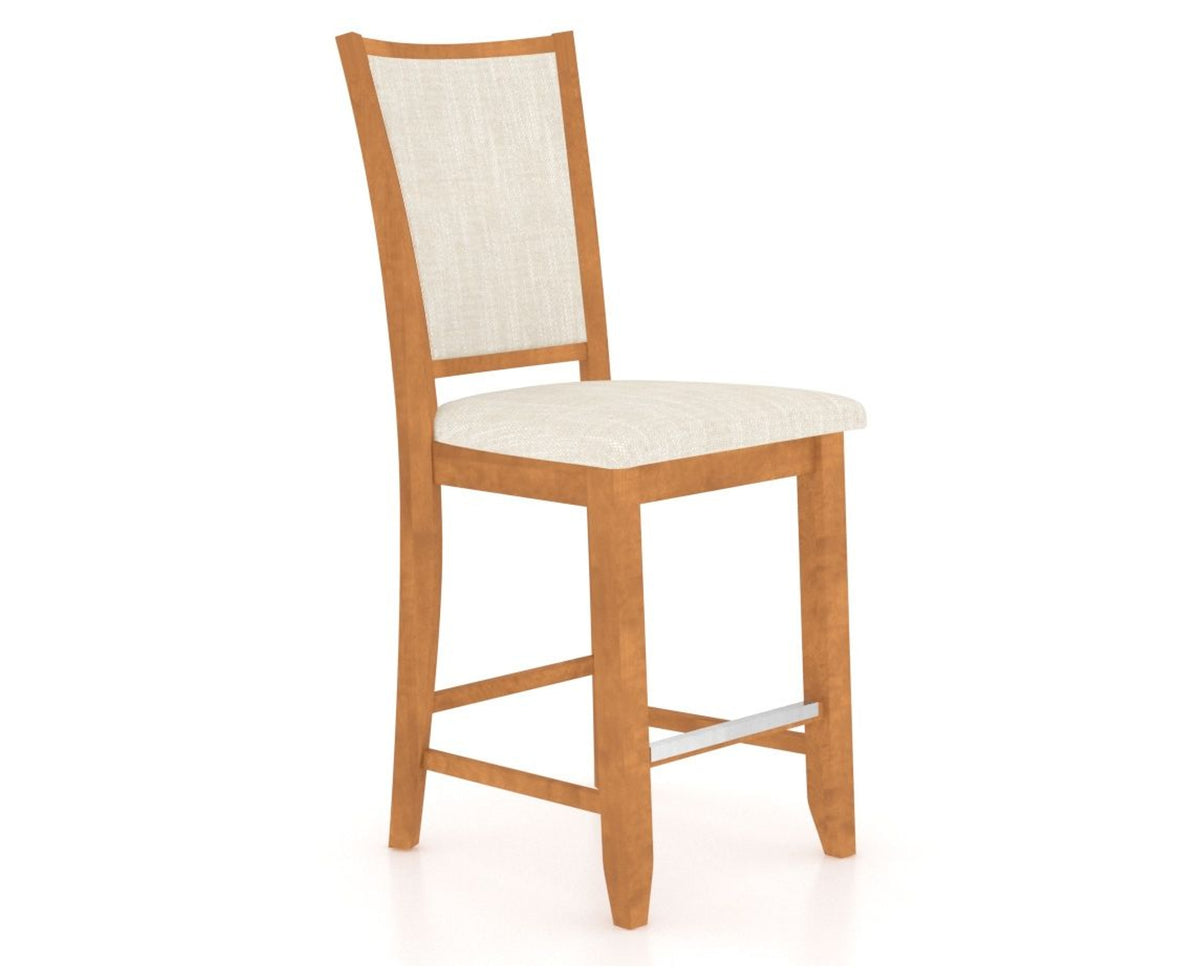Canadel Upholstered Counter Stool 8003 in FT InsideOut® and 01 Honey Washed and Fixed Base, three-quarter view