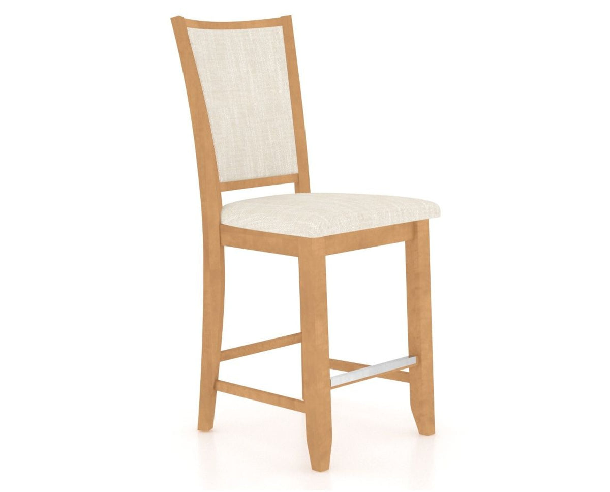 Canadel Upholstered Counter Stool 8003 in FT InsideOut® and 20 Caramel Washed and Fixed Base, three-quarter view