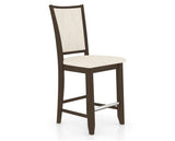 Canadel Upholstered Counter Stool 8003 in FT InsideOut® and 29 Hazelnut Washed and Fixed Base, three-quarter view