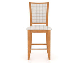 Canadel Upholstered Counter Stool 8003 in OZ Fabric and 01 Honey Washed and Fixed Base, front view