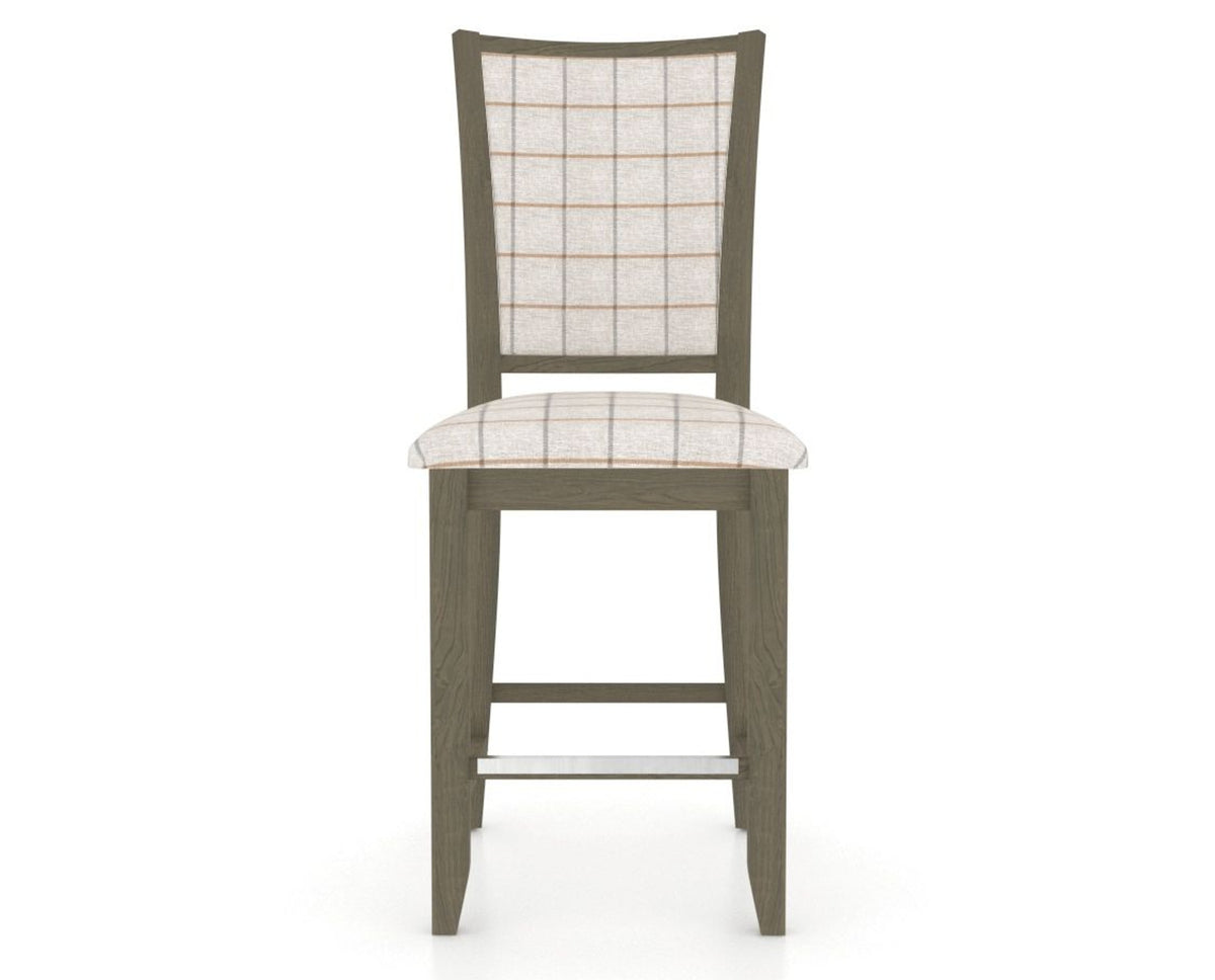 Canadel Upholstered Counter Stool 8003 in OZ Fabric and 08 Shadow and Fixed Base, front view