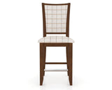 Canadel Upholstered Counter Stool 8003 in OZ Fabric and 19 Cognac Washed and Fixed Base, front view