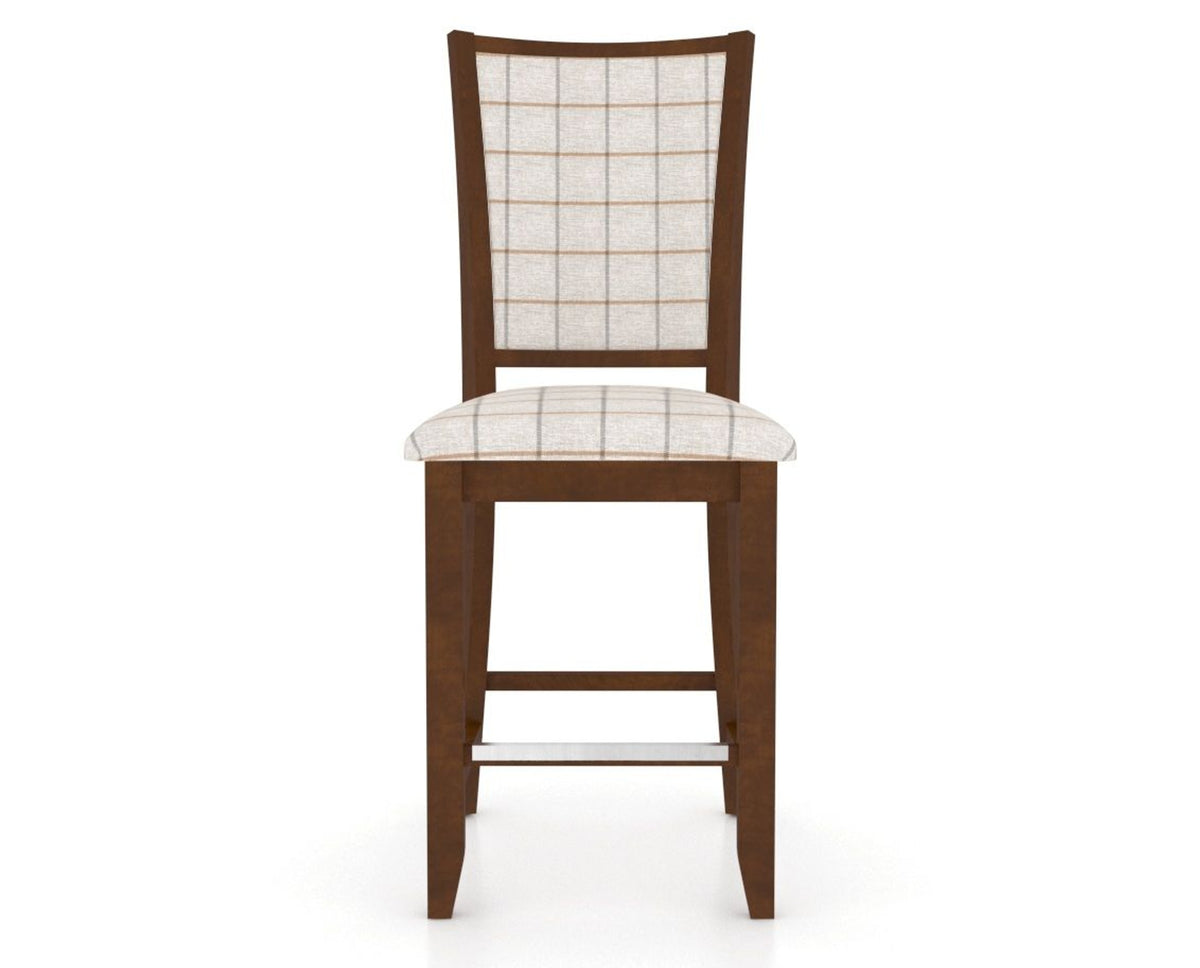 Canadel Upholstered Counter Stool 8003 in OZ Fabric and 19 Cognac Washed and Fixed Base, front view
