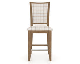 Canadel Upholstered Counter Stool 8003 in OZ Fabric and 25 Pecan Washed and Fixed Base, front view
